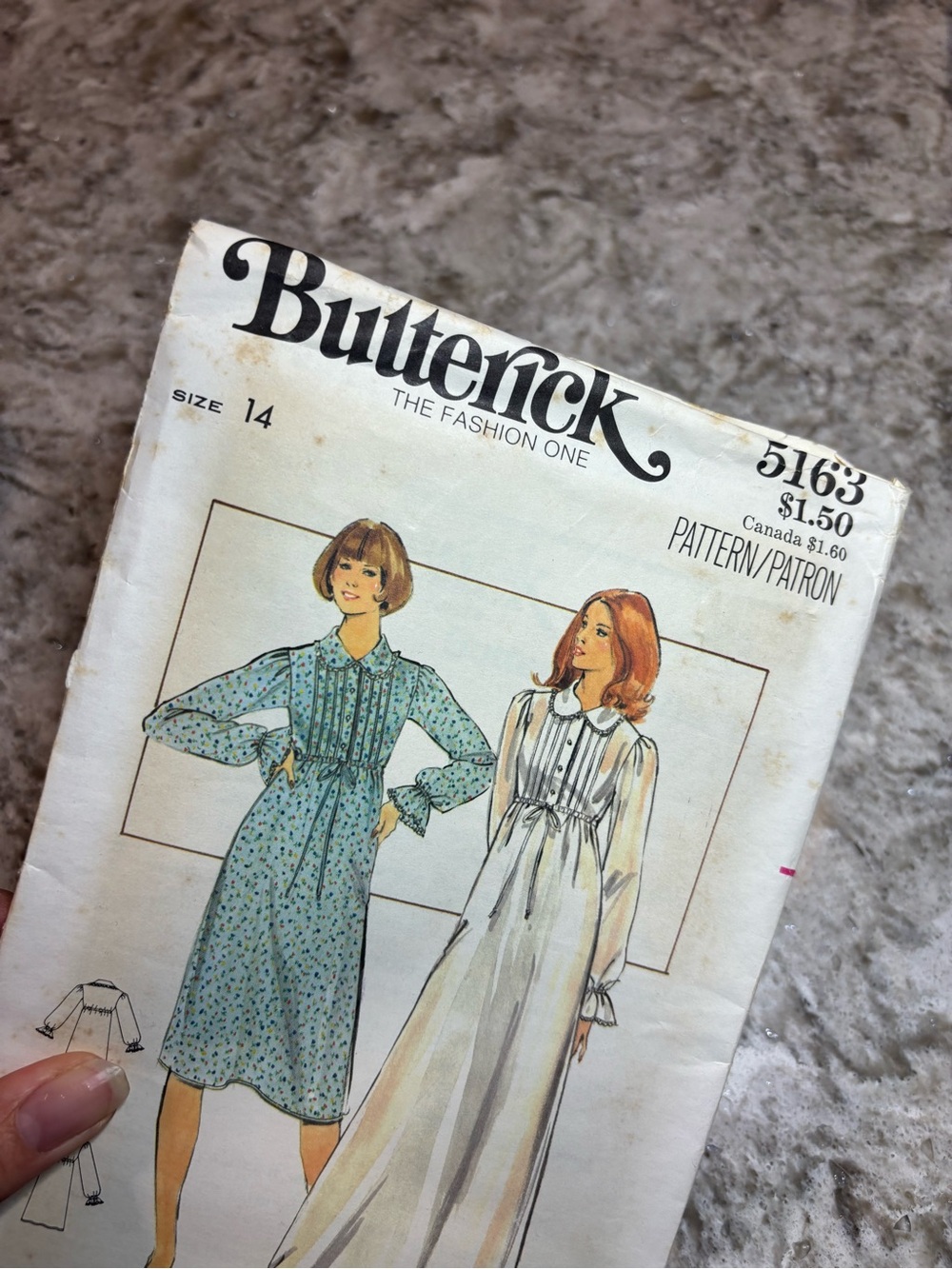 Butterick Vintage Dress Sewing Pattern - White & Light Blue - Picture 3 of 4